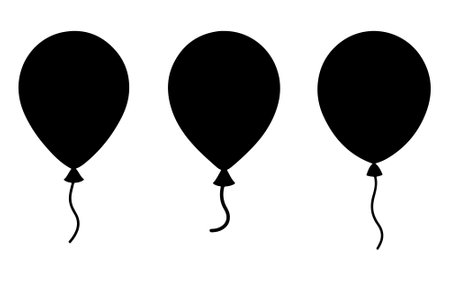 black and white balloon silhouette vector set on white backgroundのイラスト素材