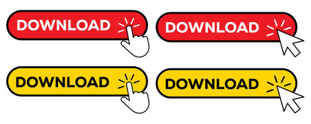 Download button icon set vector on white backgroundのイラスト素材