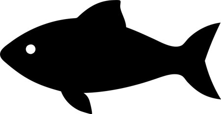 Fish icon vector isolated on white black background. Fish silhouette vectorのイラスト素材