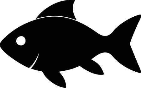 Fish icon vector isolated on white black background. Fish silhouette vectorのイラスト素材