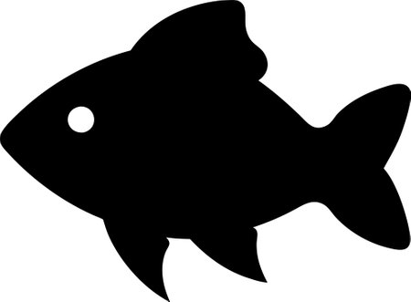 Fish icon vector isolated on white black background. Fish silhouette vectorのイラスト素材