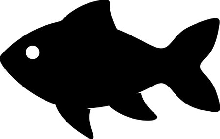 Fish icon vector isolated on white black background. Fish silhouette vectorのイラスト素材