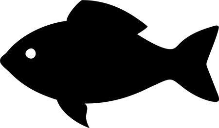 Fish icon vector isolated on white black background. Fish silhouette vectorのイラスト素材