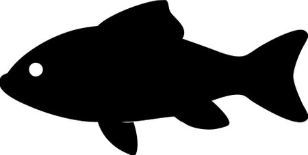 Fish icon vector isolated on white black background. Fish silhouette vectorのイラスト素材