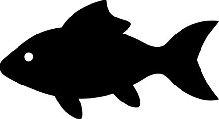Fish icon vector isolated on white black background. Fish silhouette vectorのイラスト素材