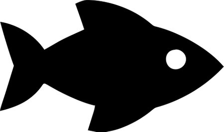 Fish icon vector isolated on white black background. Fish silhouette vectorのイラスト素材