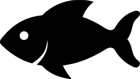 Fish icon vector isolated on white black background. Fish silhouette vectorのイラスト素材