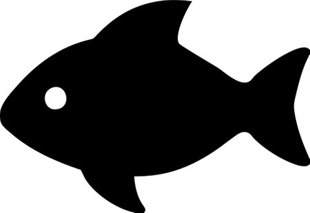 Fish icon vector isolated on white black background. Fish silhouette vectorのイラスト素材
