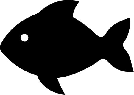 Fish icon vector isolated on white black background. Fish silhouette vectorのイラスト素材