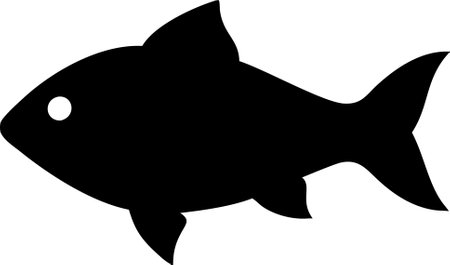 Fish icon vector isolated on white black background. Fish silhouette vectorのイラスト素材