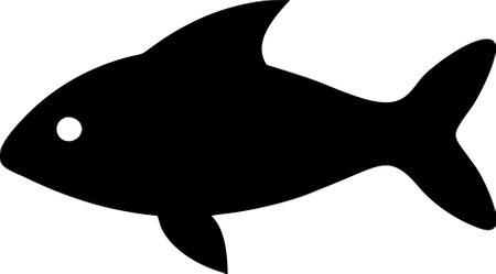 Fish icon vector isolated on white black background. Fish silhouette vectorのイラスト素材