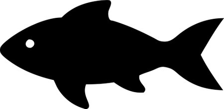 Fish icon vector isolated on white black background. Fish silhouette vectorのイラスト素材