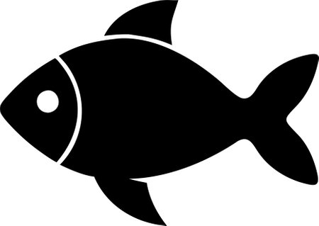 Fish icon vector isolated on white black background. Fish silhouette vectorのイラスト素材