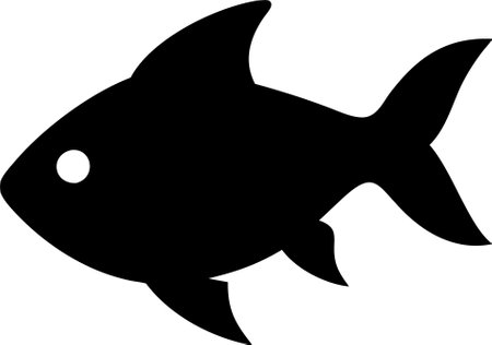 Fish icon vector isolated on white black background. Fish silhouette vectorのイラスト素材