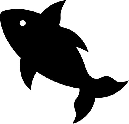 Fish icon vector isolated on white black background. Fish silhouette vectorのイラスト素材