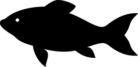 Fish icon vector isolated on white black background. Fish silhouette vectorのイラスト素材