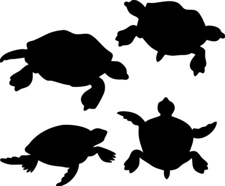 Sea turtle silhouette vector bundle isolated on white backgroundのイラスト素材