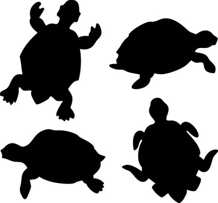 Sea turtle silhouette vector bundle isolated on white backgroundのイラスト素材