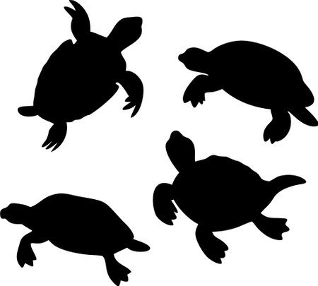 Sea turtle silhouette vector bundle isolated on white backgroundのイラスト素材