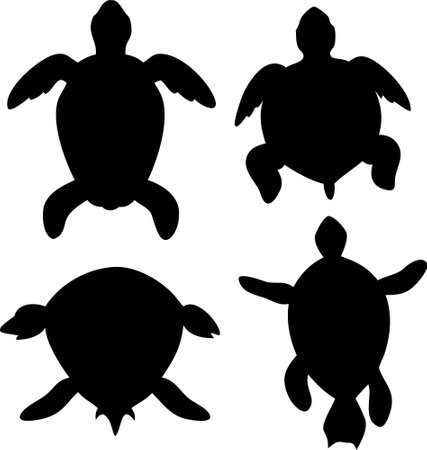 Sea turtle silhouette vector bundle isolated on white backgroundのイラスト素材