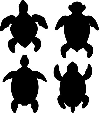 Sea turtle silhouette vector bundle isolated on white backgroundのイラスト素材