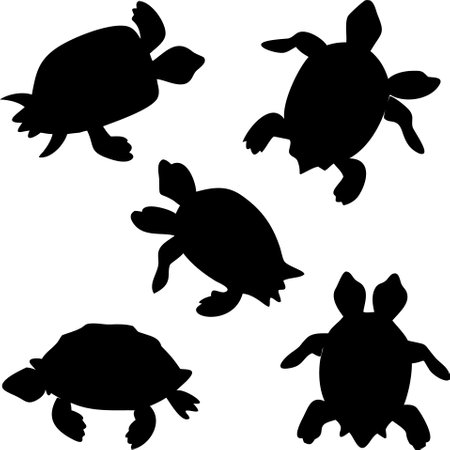 Sea turtle silhouette vector bundle isolated on white backgroundのイラスト素材