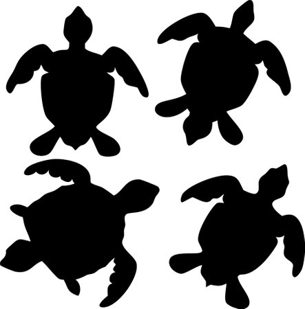 Sea turtle silhouette vector bundle isolated on white backgroundのイラスト素材