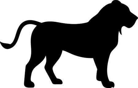Lion silhouette vector illustration on white backgroundのイラスト素材