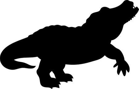 crocodile silhouette vector illustration, crocodile icon vector on white backgroundのイラスト素材