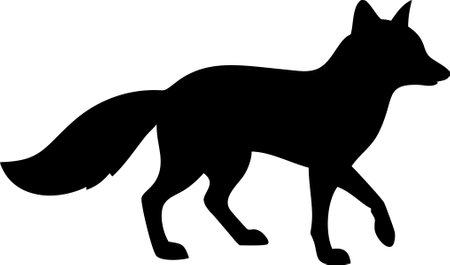 Fox Silhouette Vector Illustration on white backgroundのイラスト素材