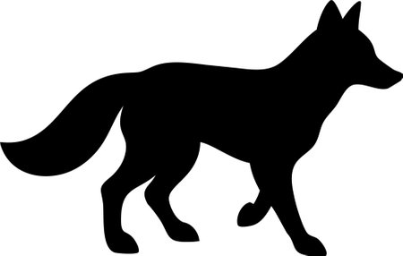 Fox Silhouette Vector Illustration on white backgroundのイラスト素材