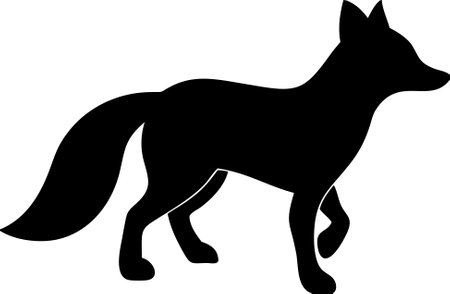 Fox Silhouette Vector Illustration on white backgroundのイラスト素材
