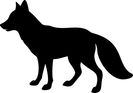 Fox Silhouette Vector Illustration on white backgroundのイラスト素材