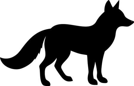 Fox Silhouette Vector Illustration on white backgroundのイラスト素材