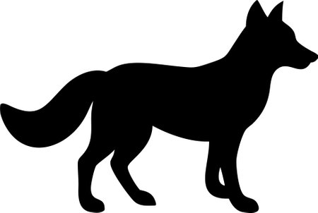 Fox Silhouette Vector Illustration on white backgroundのイラスト素材