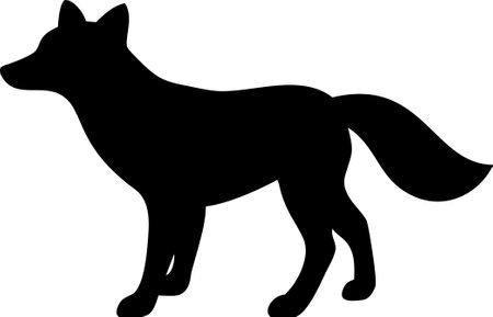 Fox Silhouette Vector Illustration on white backgroundのイラスト素材
