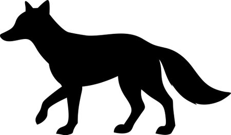 Fox Silhouette Vector Illustration on white backgroundのイラスト素材