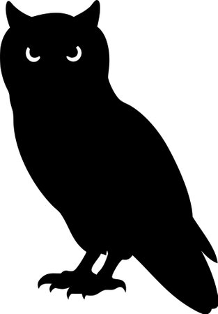Owl silhouette vector art on white background. owl icon vectorのイラスト素材