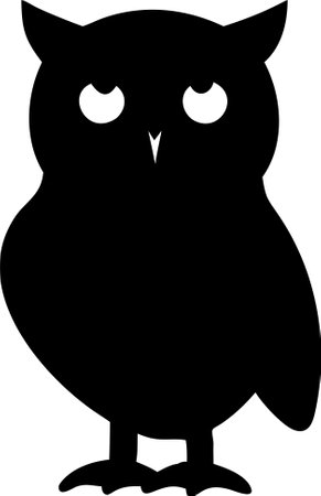 Owl silhouette vector art on white background. owl icon vectorのイラスト素材