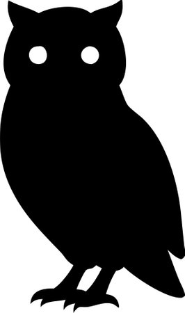 Owl silhouette vector art on white background. owl icon vectorのイラスト素材