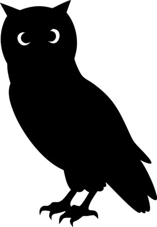Owl silhouette vector art on white background. owl icon vectorのイラスト素材