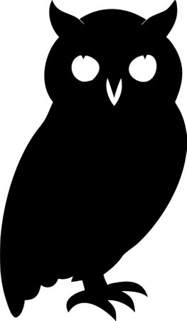 Owl silhouette vector art on white background. owl icon vectorのイラスト素材