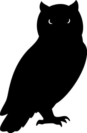 Owl silhouette vector art on white background. owl icon vectorのイラスト素材