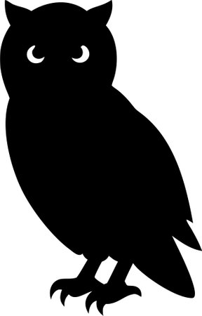 Owl silhouette vector art on white background. owl icon vectorのイラスト素材