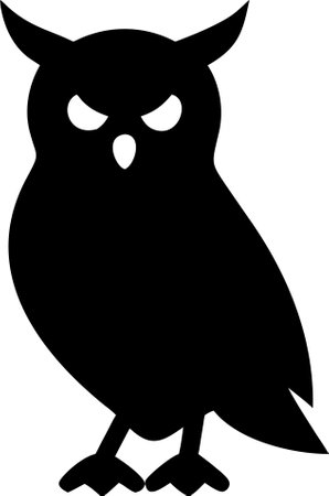 Owl silhouette vector art on white background. owl icon vectorのイラスト素材
