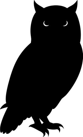 Owl silhouette vector art on white background. owl icon vectorのイラスト素材