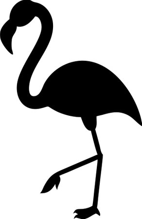 Black silhouette flamingo logo vector on white backgroundのイラスト素材