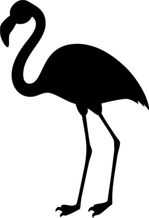 Black silhouette flamingo logo vector on white backgroundのイラスト素材