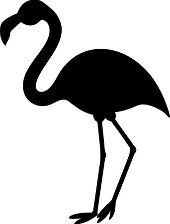 Black silhouette flamingo logo vector on white backgroundのイラスト素材