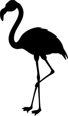 Black silhouette flamingo logo vector on white backgroundのイラスト素材